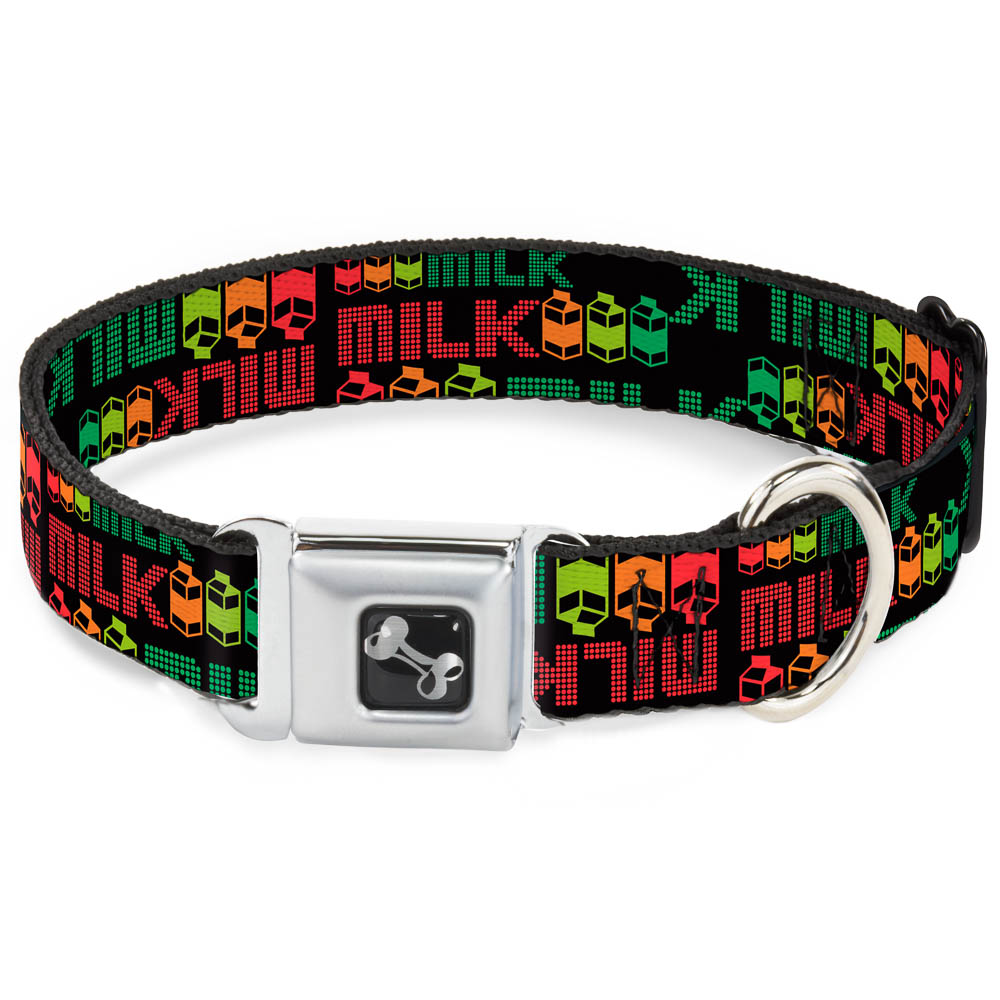 Dog Bone Seatbelt Buckle Collar - MILK/Cartoons Black/Multi Color Seatbelt Buckle Collars Buckle-Down