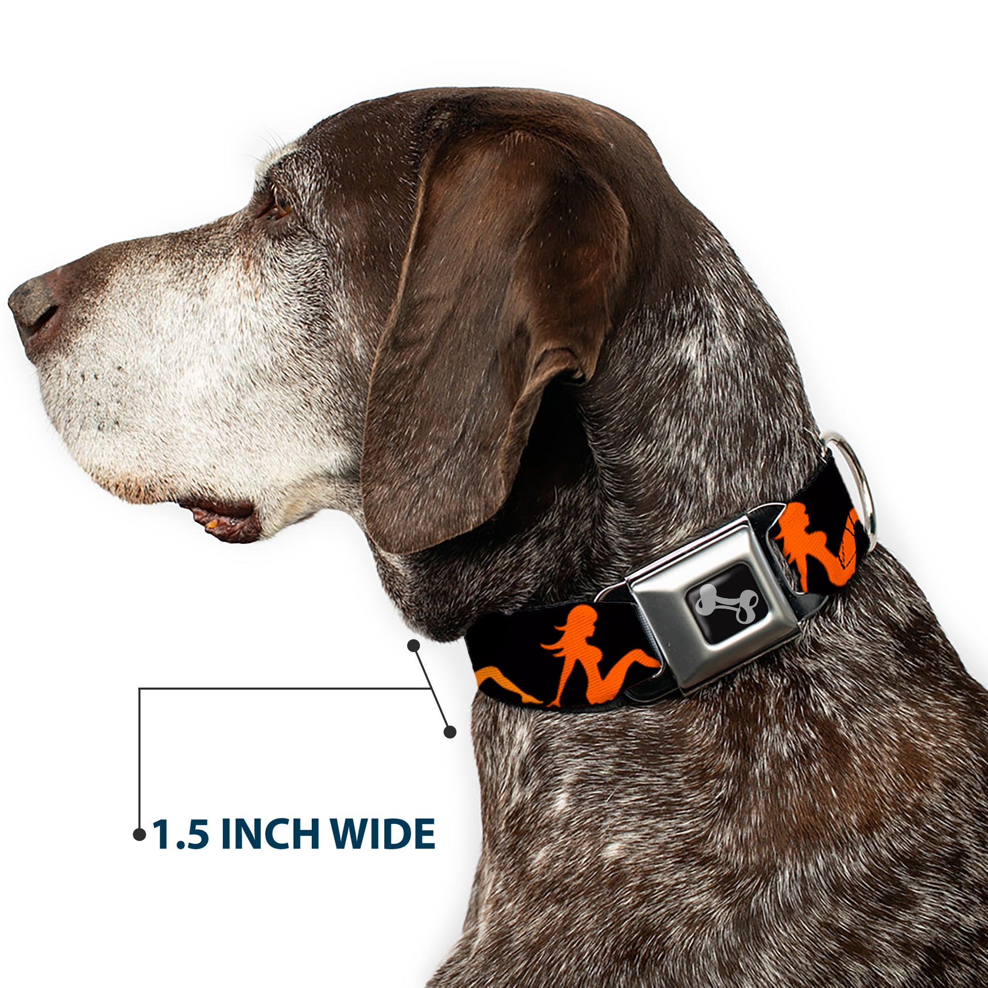Dog Bone Seatbelt Buckle Collar - Mud Flap Girl Repeat Black/Orange Fade Seatbelt Buckle Collars Buckle-Down