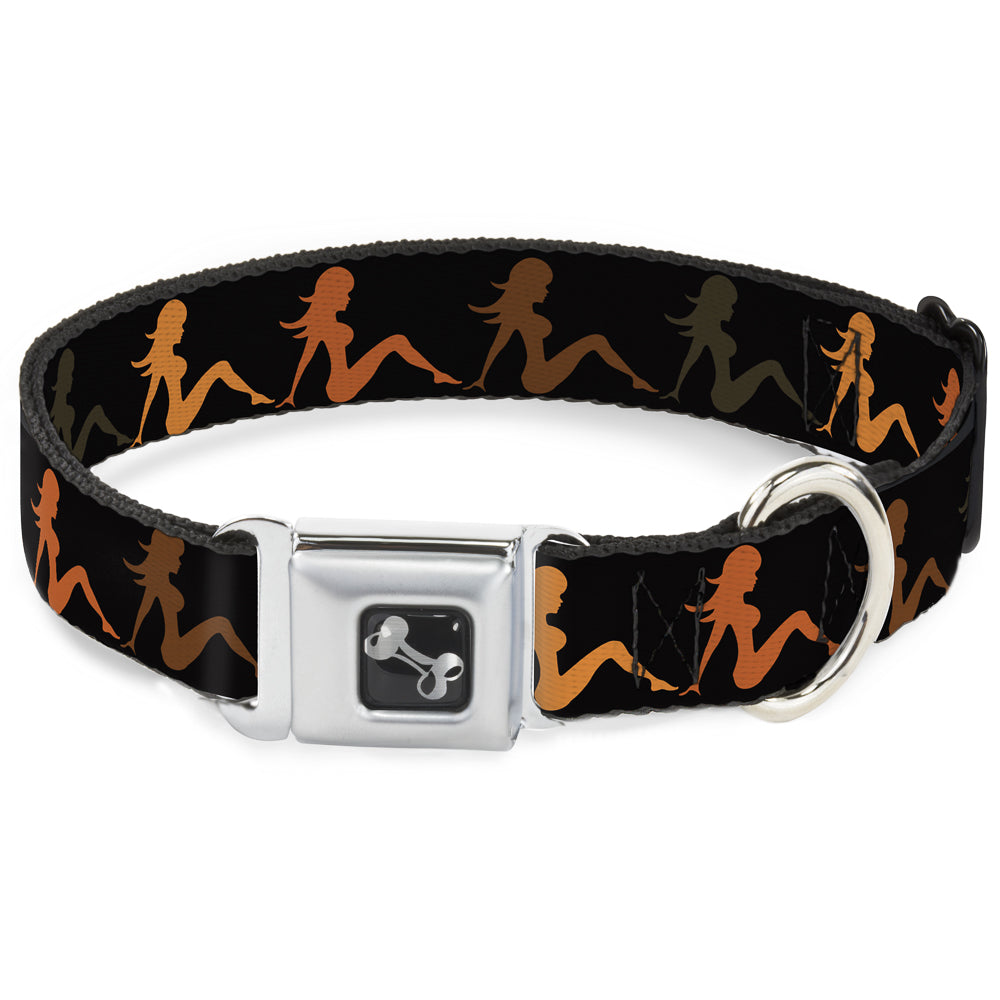 Dog Bone Seatbelt Buckle Collar - Mud Flap Girl Repeat Black/Orange Fade Seatbelt Buckle Collars Buckle-Down
