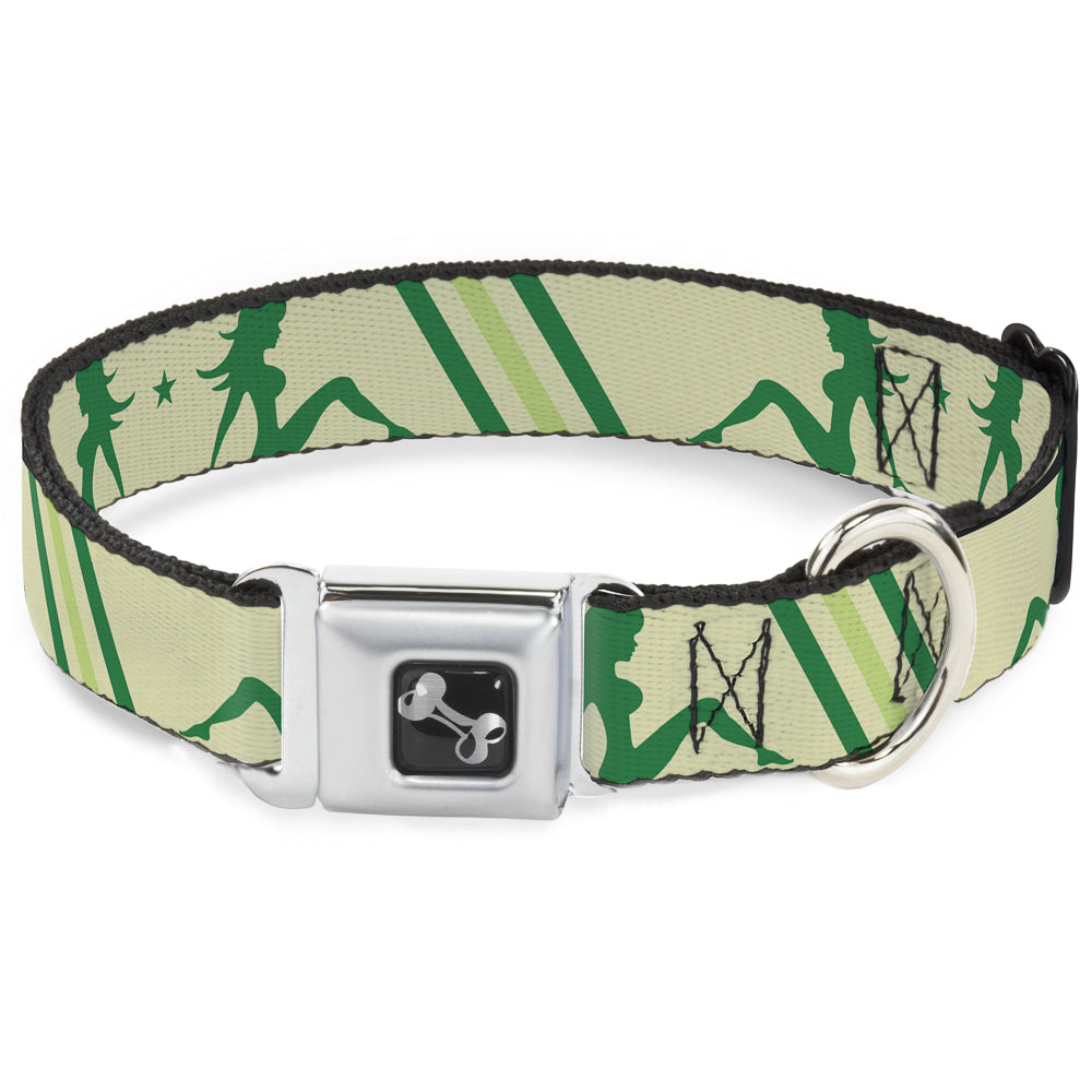 Dog Bone Seatbelt Buckle Collar - Mud Flap Girls w/Stripes Tan/Green/Lime Green Seatbelt Buckle Collars Buckle-Down
