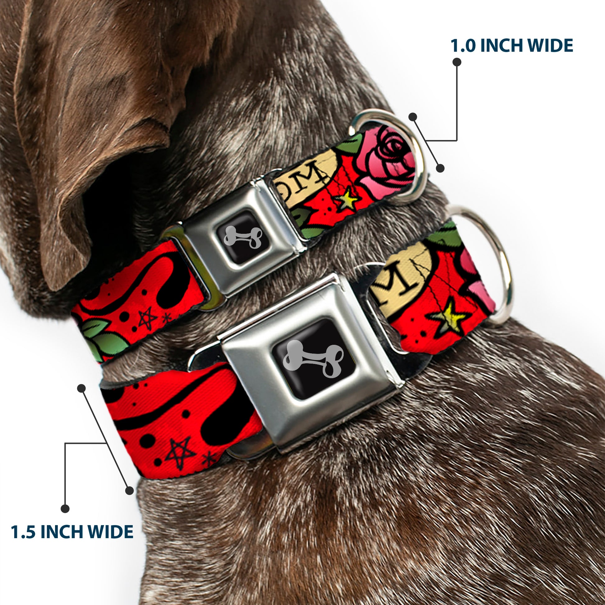 Dog Bone Seatbelt Buckle Collar - Mom & Mom Red Seatbelt Buckle Collars Buckle-Down