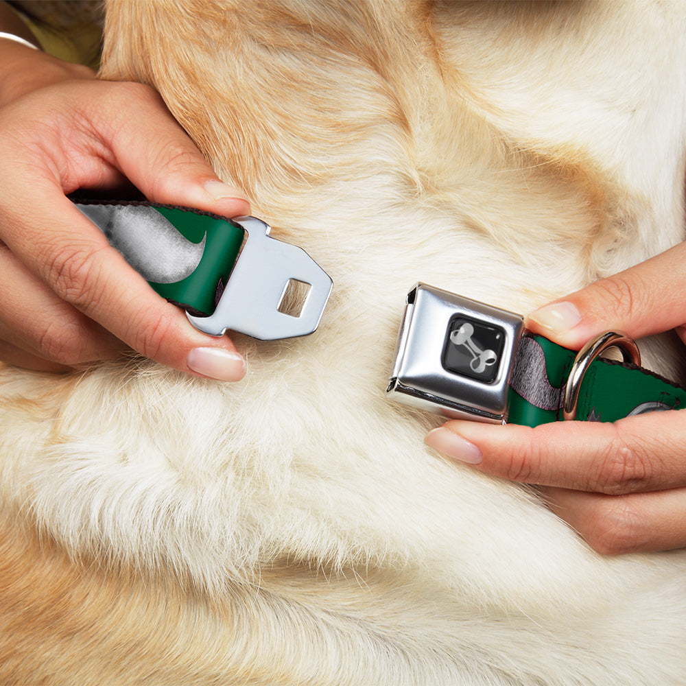 Dog Bone Seatbelt Buckle Collar - Mustaches Green/Sketch Seatbelt Buckle Collars Buckle-Down