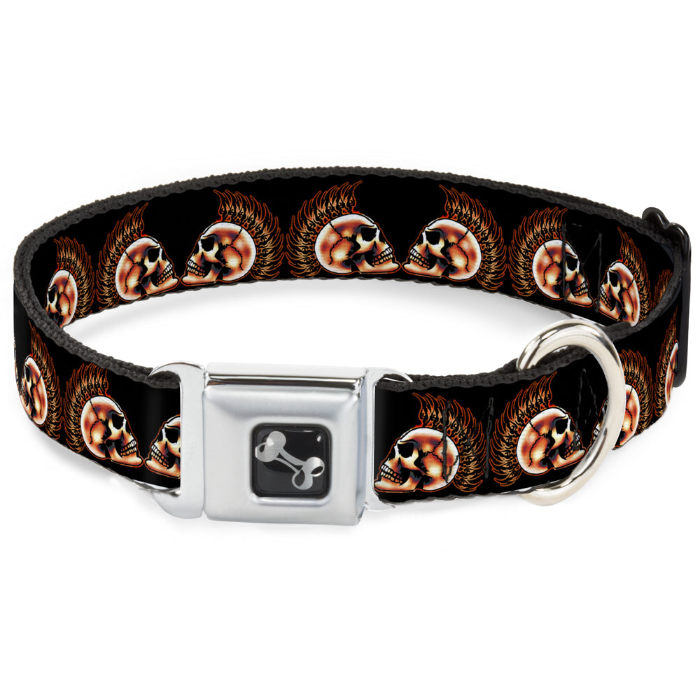Dog Bone Seatbelt Buckle Collar - Mohawk Skulls - NO Star Seatbelt Buckle Collars Buckle-Down