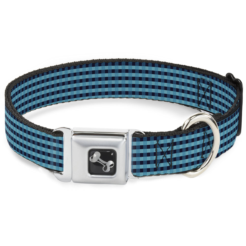 Dog Bone Seatbelt Buckle Collar - Mini Buffalo Plaid Navy/Blue Seatbelt Buckle Collars Buckle-Down