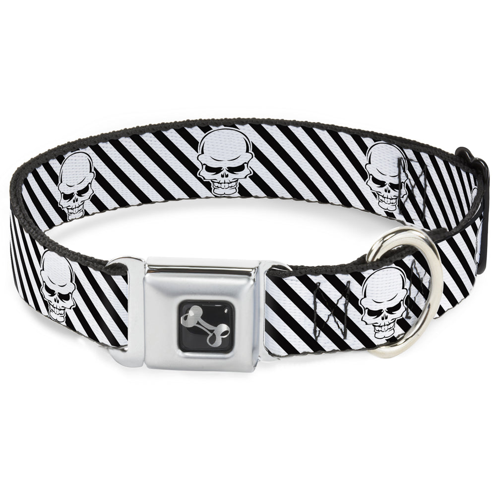 Dog Bone Seatbelt Buckle Collar - Metal Skull Black/White Seatbelt Buckle Collars Buckle-Down