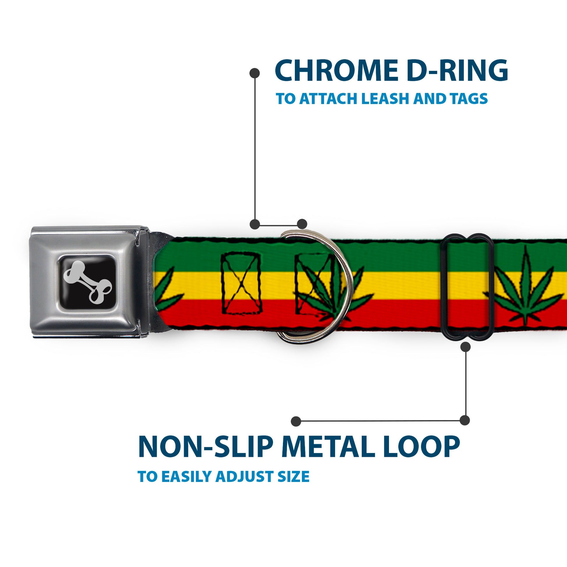 Dog Bone Seatbelt Buckle Collar - Mustache Trio White/Black Seatbelt Buckle Collars Buckle-Down