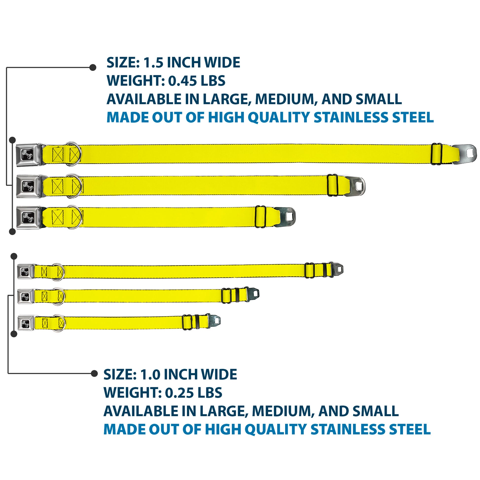 Dog Bone Seatbelt Buckle Collar - Neon Yellow Seatbelt Buckle Collars Buckle-Down