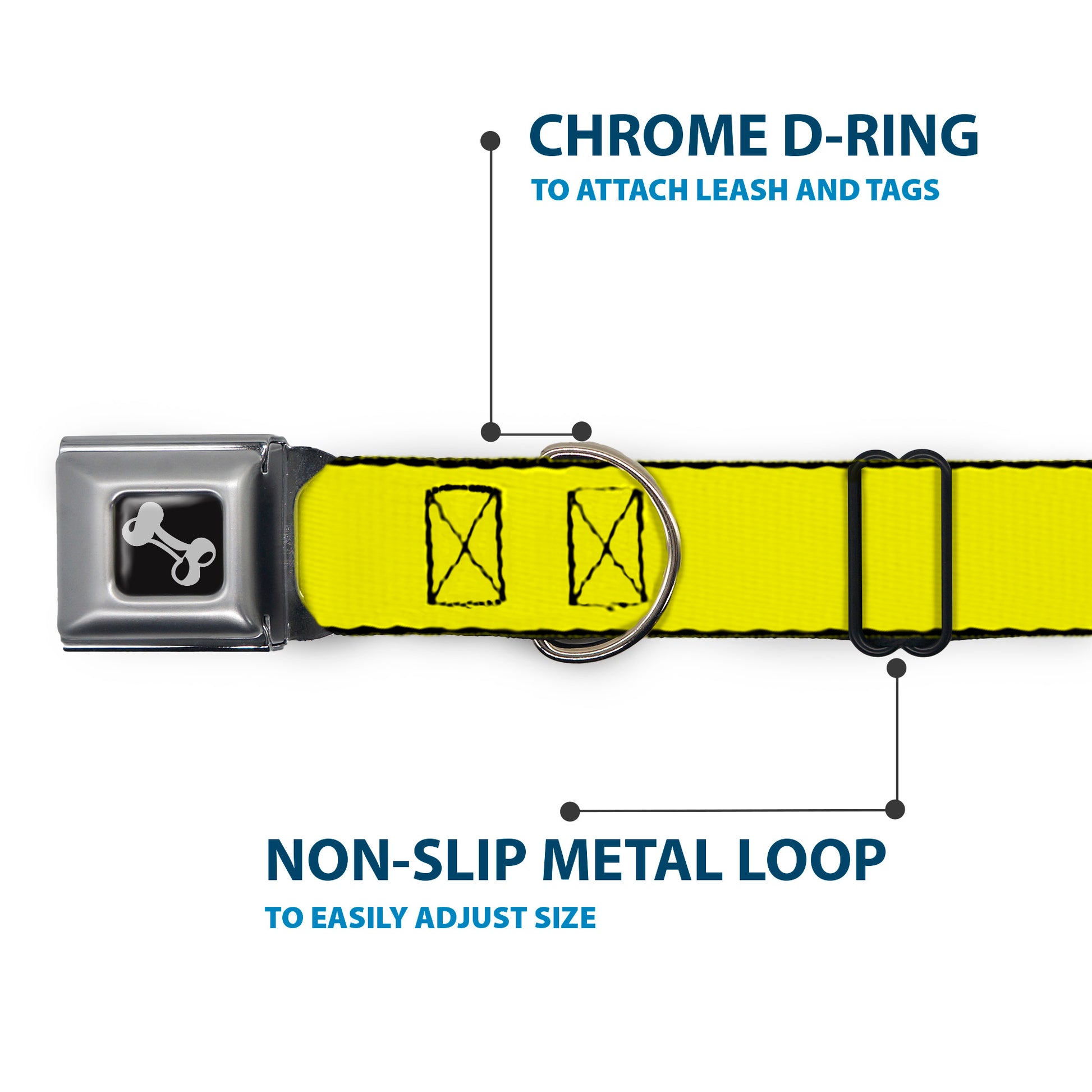 Dog Bone Seatbelt Buckle Collar - Neon Yellow Seatbelt Buckle Collars Buckle-Down