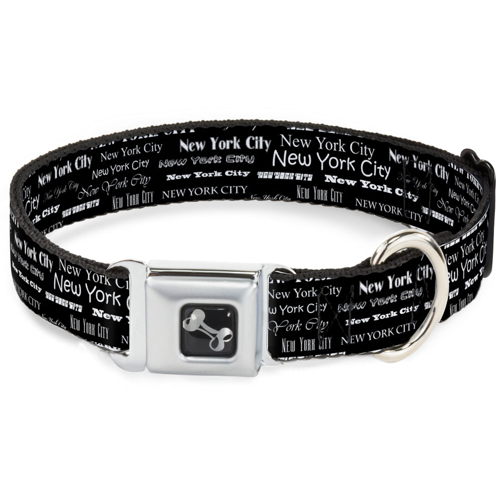 Dog Bone Seatbelt Buckle Collar - New York City Black/White Seatbelt Buckle Collars Buckle-Down