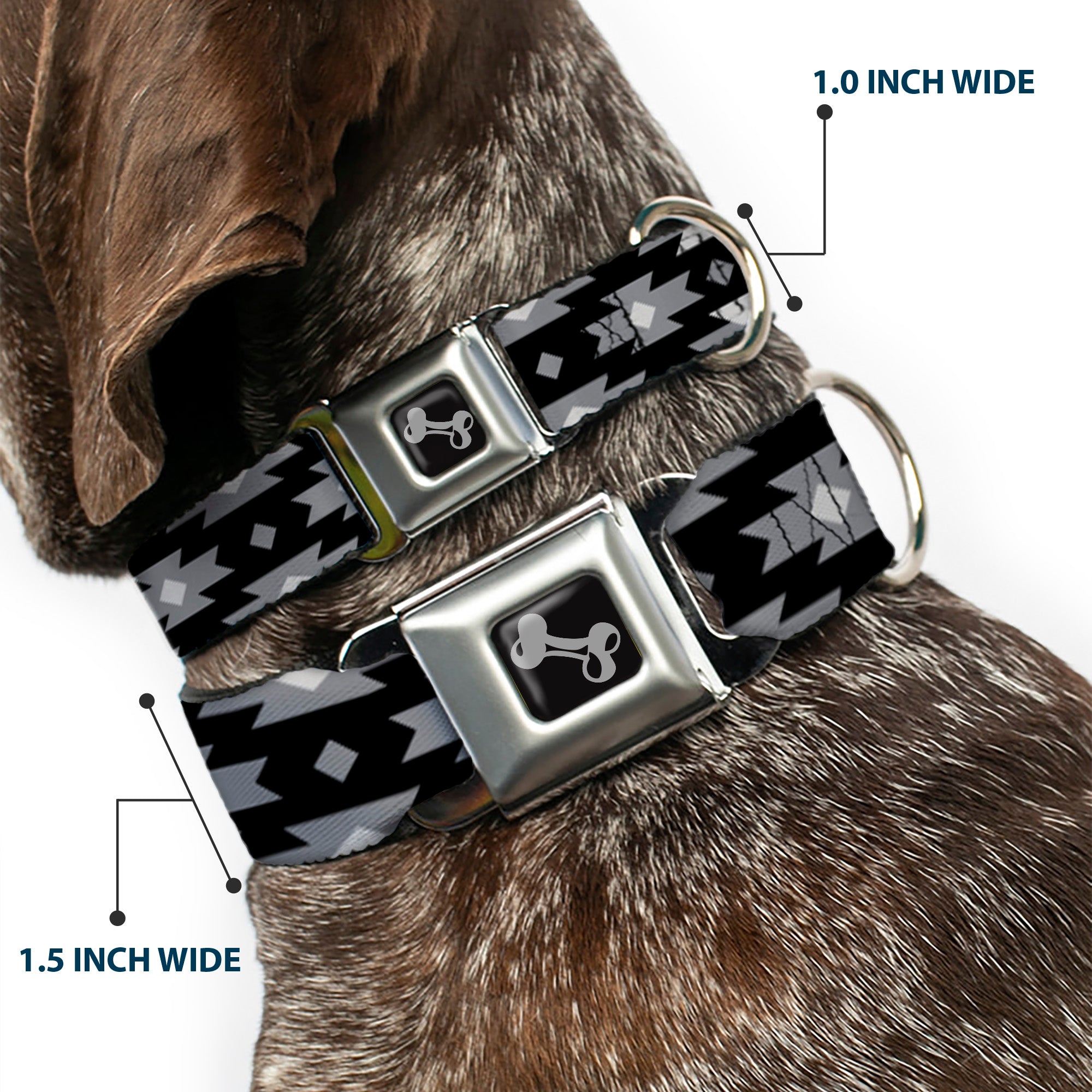 Dog Bone Seatbelt Buckle Collar - Navajo Gray/Black/Gray/White Seatbelt Buckle Collars Buckle-Down
