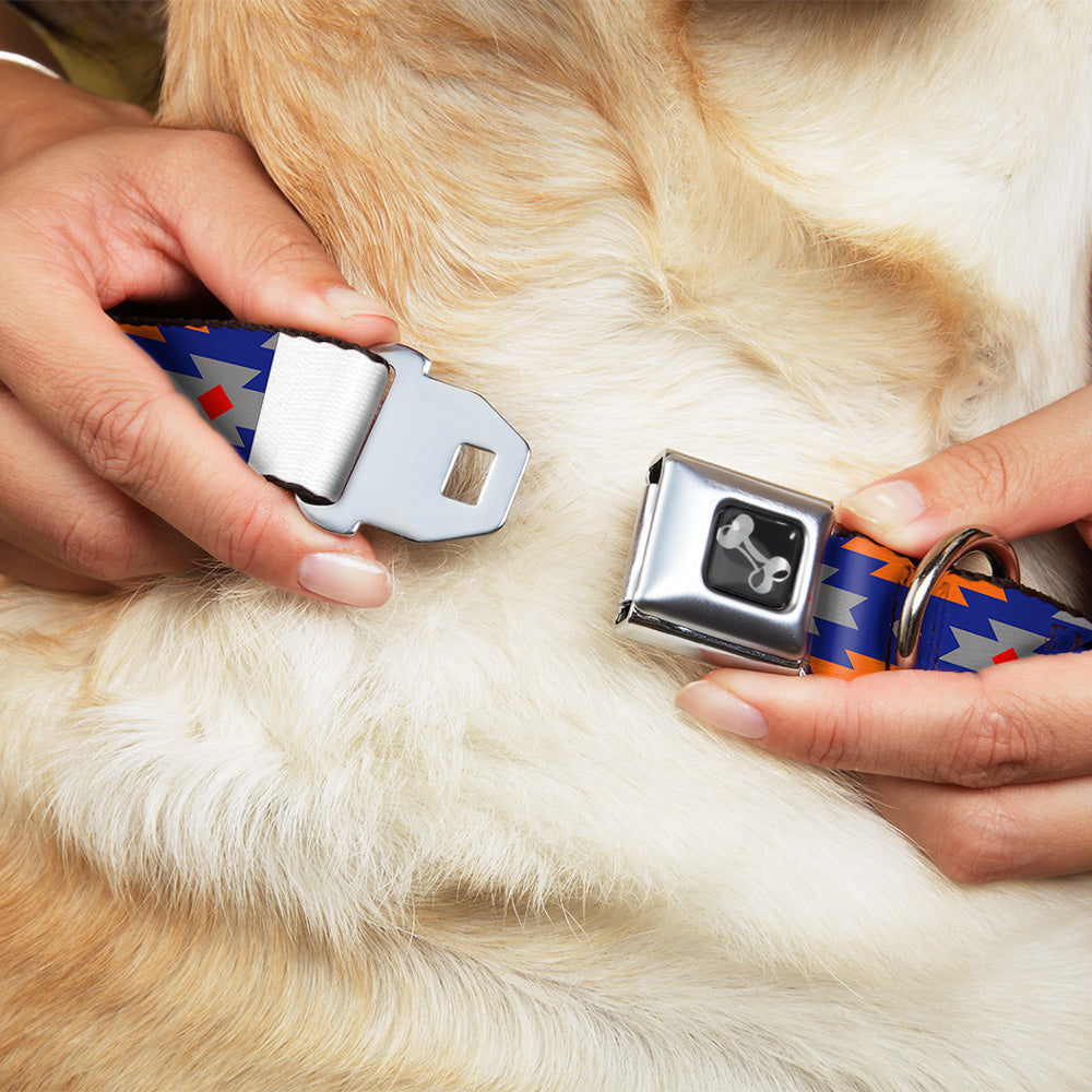 Dog Bone Seatbelt Buckle Collar - Navajo Gray/Blue/Orange/Black Seatbelt Buckle Collars Buckle-Down