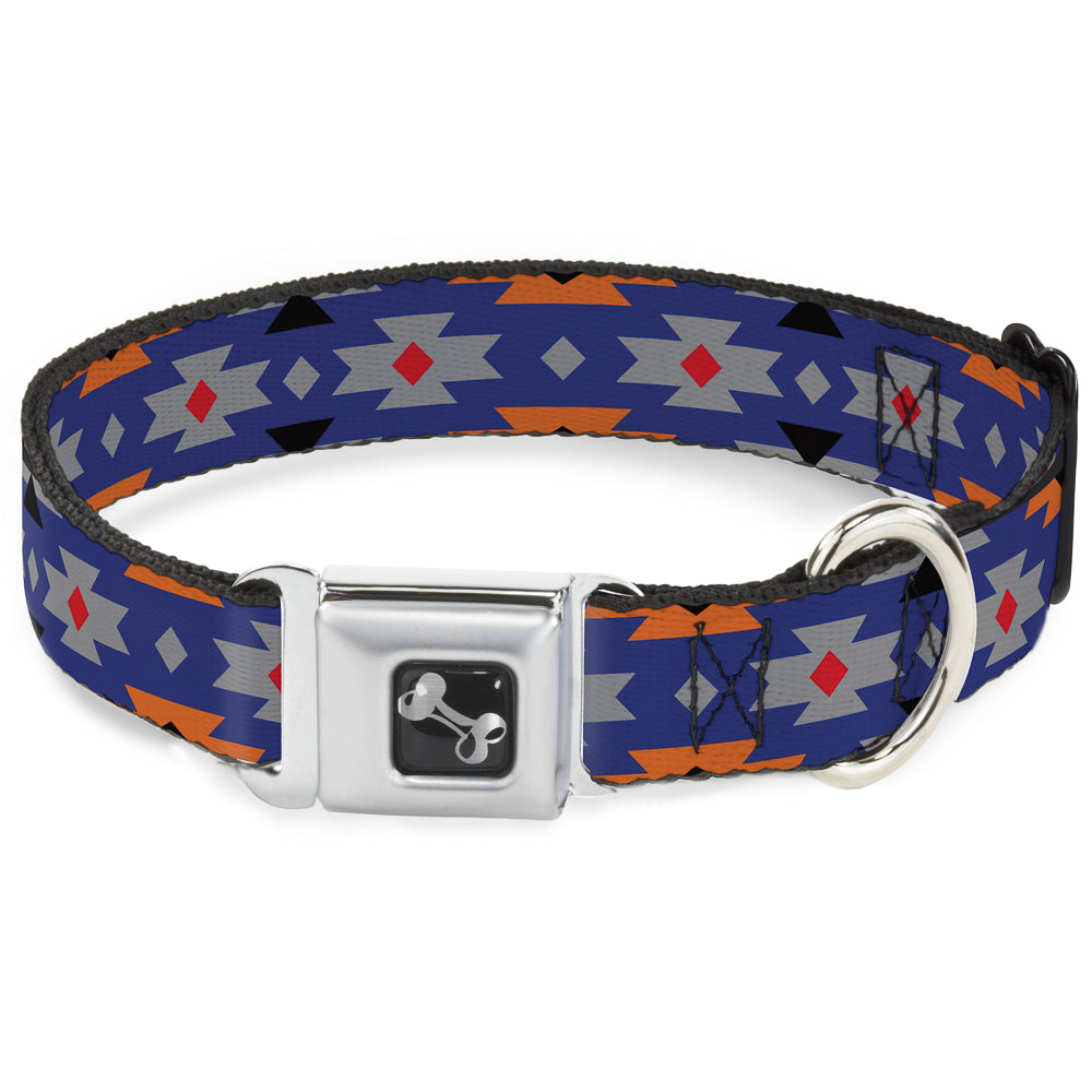 Dog Bone Seatbelt Buckle Collar - Navajo Gray/Blue/Orange/Black Seatbelt Buckle Collars Buckle-Down