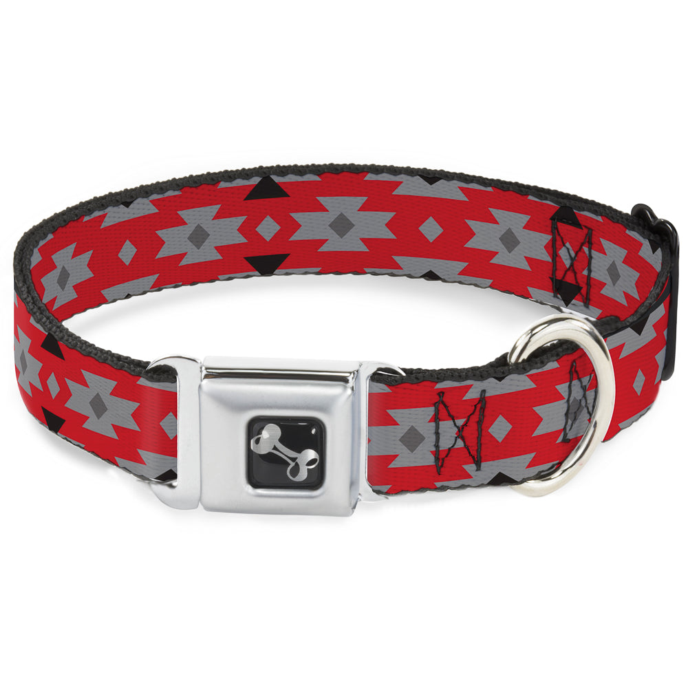 Dog Bone Seatbelt Buckle Collar - Navajo Gray/Red/Gray/Black Seatbelt Buckle Collars Buckle-Down