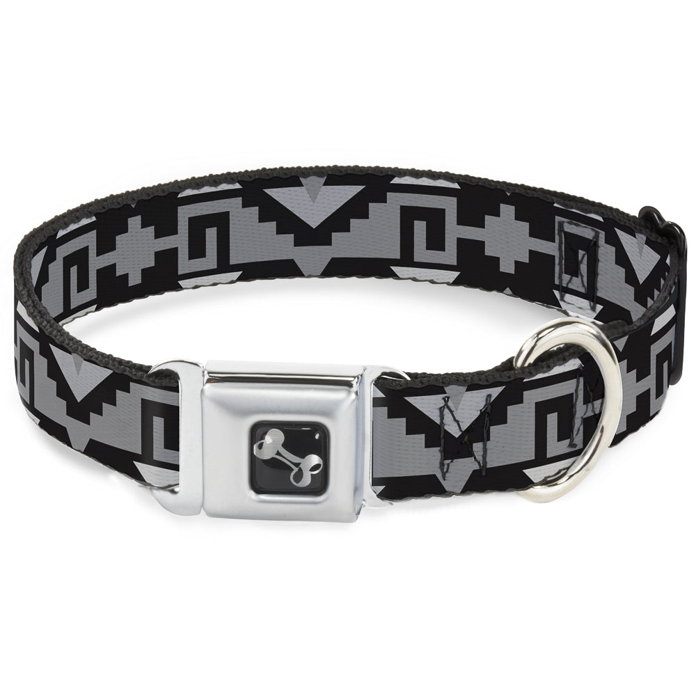 Dog Bone Seatbelt Buckle Collar - Navajo2 Black/Gray Seatbelt Buckle Collars Buckle-Down