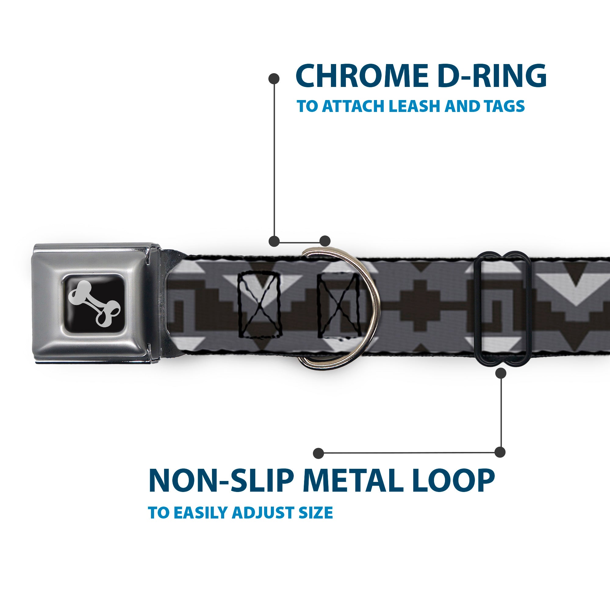 Dog Bone Seatbelt Buckle Collar - Navajo2 Grays Seatbelt Buckle Collars Buckle-Down