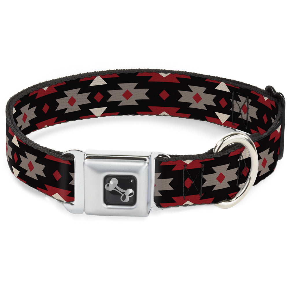 Dog Bone Seatbelt Buckle Collar - Navajo Red/Black/Gray/Red Seatbelt Buckle Collars Buckle-Down