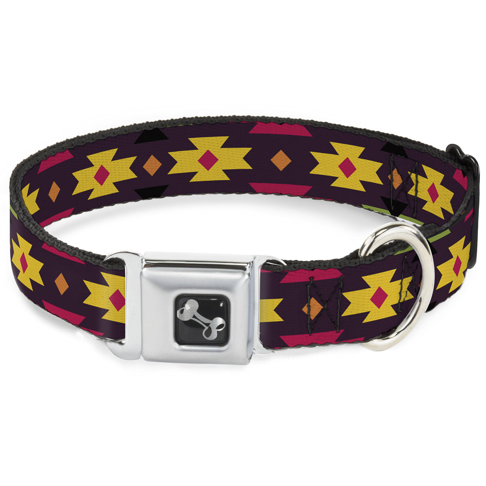 Dog Bone Seatbelt Buckle Collar - Navajo Orange/Purple/Yellow/Pink/Green/Black Seatbelt Buckle Collars Buckle-Down