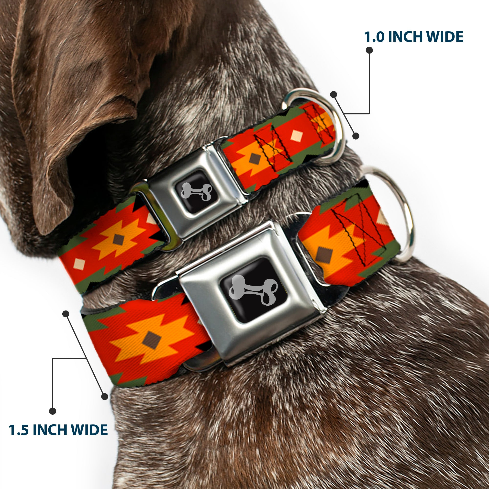 Dog Bone Seatbelt Buckle Collar - Navajo Tan/Rust/Olive/Black Seatbelt Buckle Collars Buckle-Down