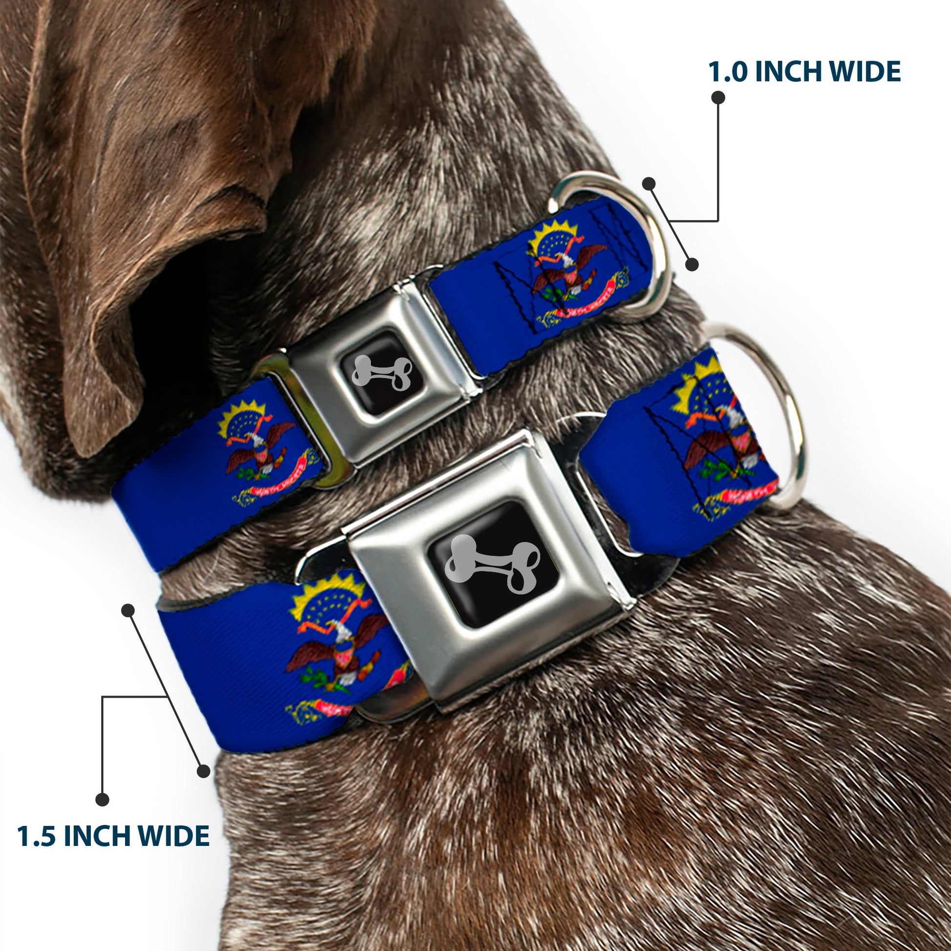Dog Bone Seatbelt Buckle Collar - North Dakota Flags Seatbelt Buckle Collars Buckle-Down