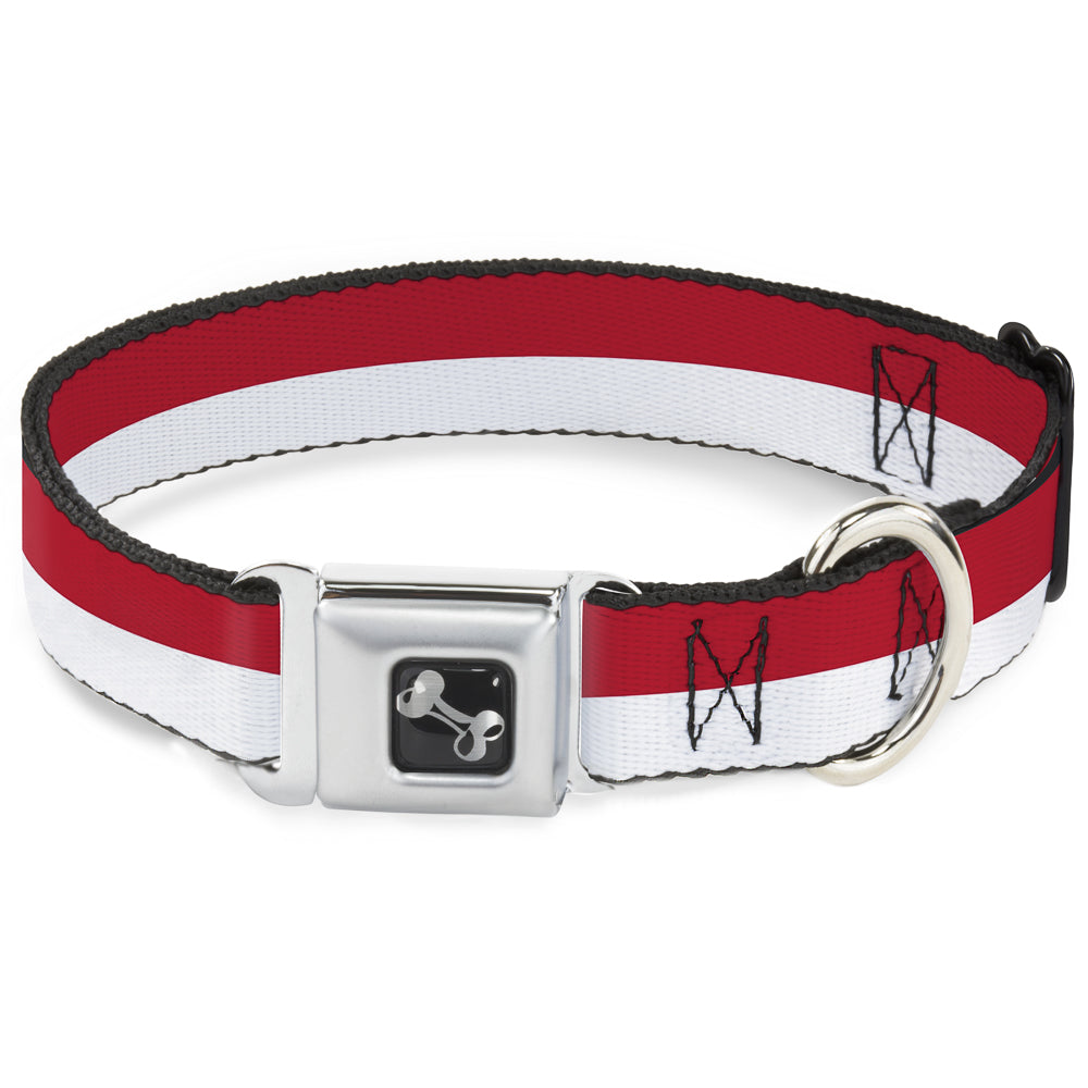 Dog Bone Seatbelt Buckle Collar - North Carolina Flag Stripe Red/White Seatbelt Buckle Collars Buckle-Down