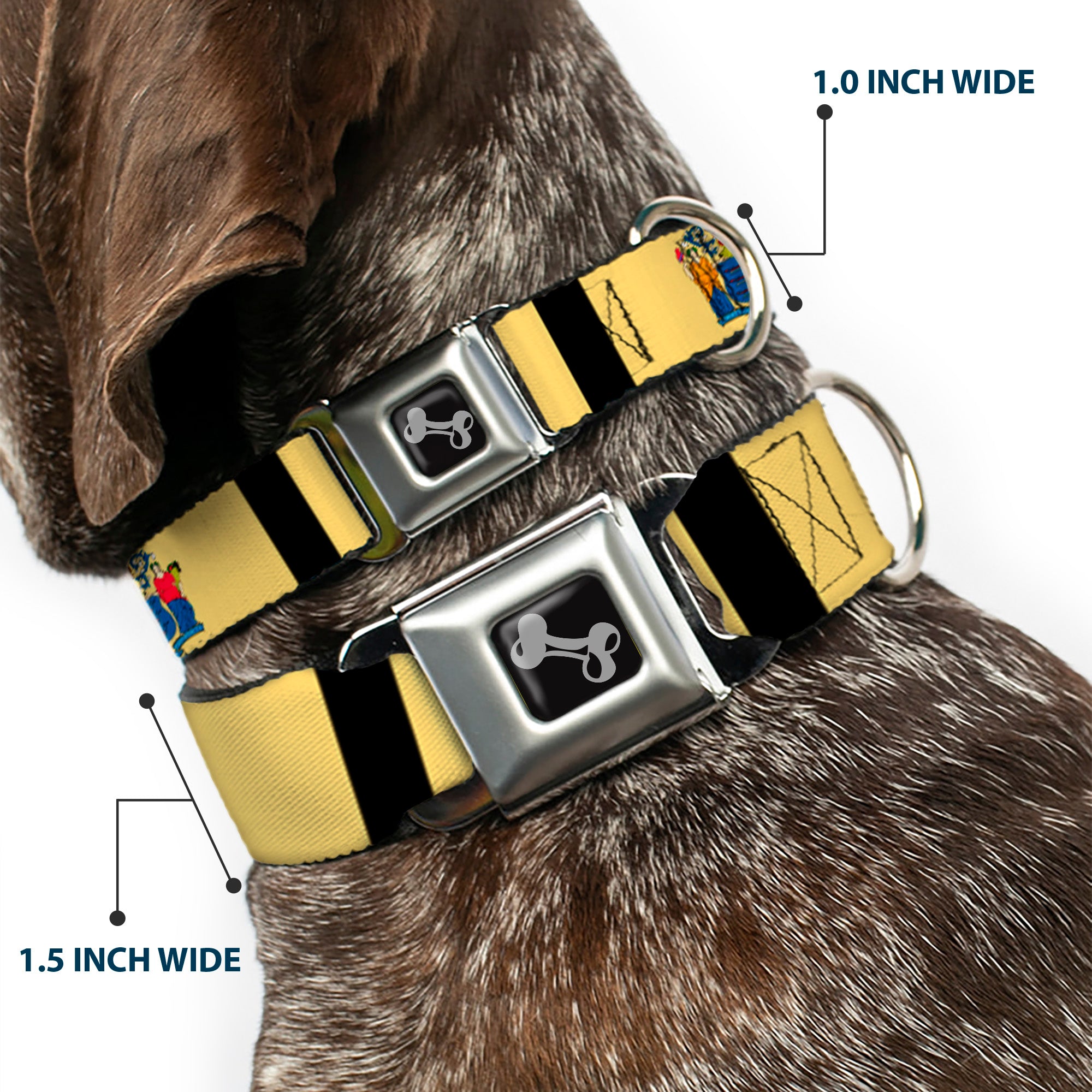 Dog Bone Seatbelt Buckle Collar - New Jersey Flags/Black Seatbelt Buckle Collars Buckle-Down