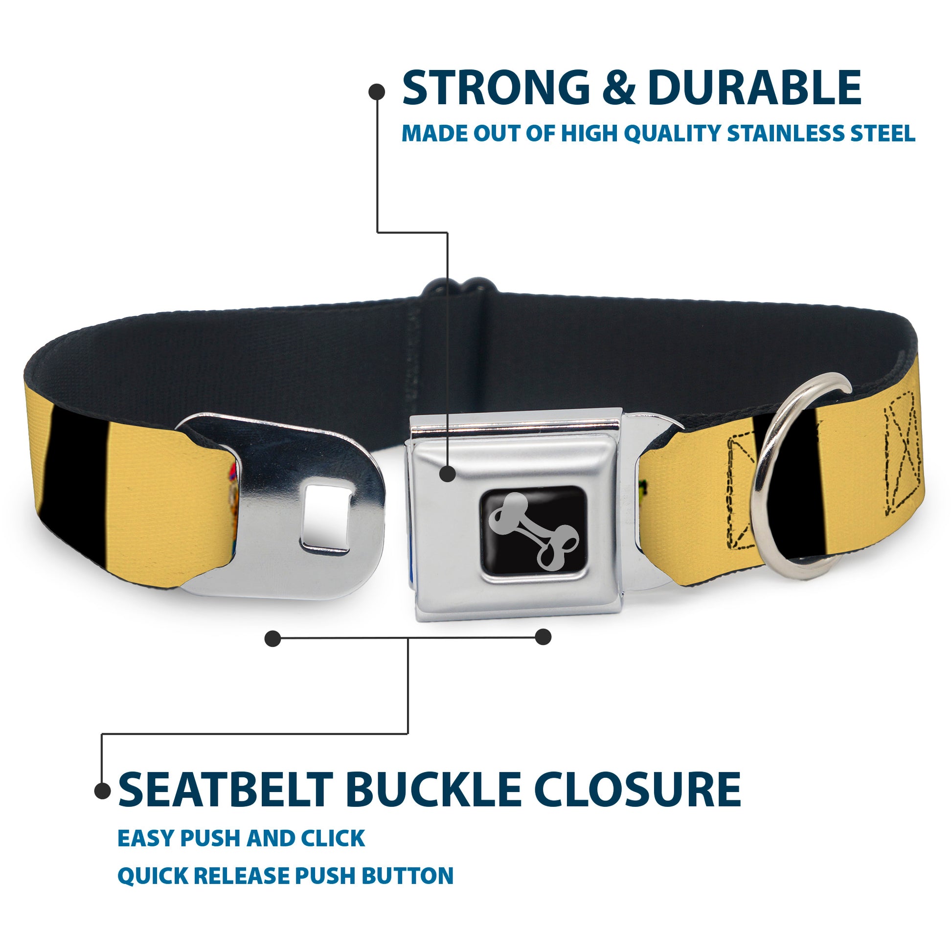 Dog Bone Seatbelt Buckle Collar - New Jersey Flags/Black Seatbelt Buckle Collars Buckle-Down