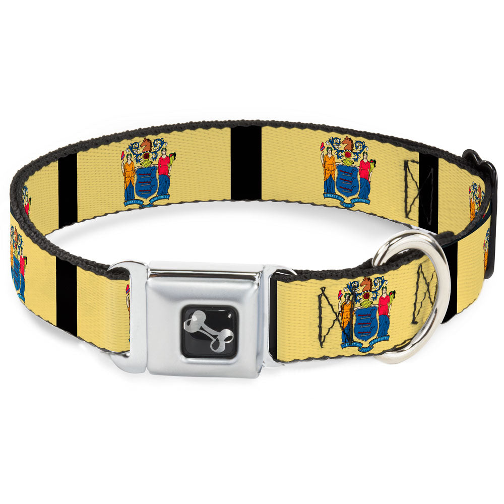 Dog Bone Seatbelt Buckle Collar - New Jersey Flags/Black Seatbelt Buckle Collars Buckle-Down