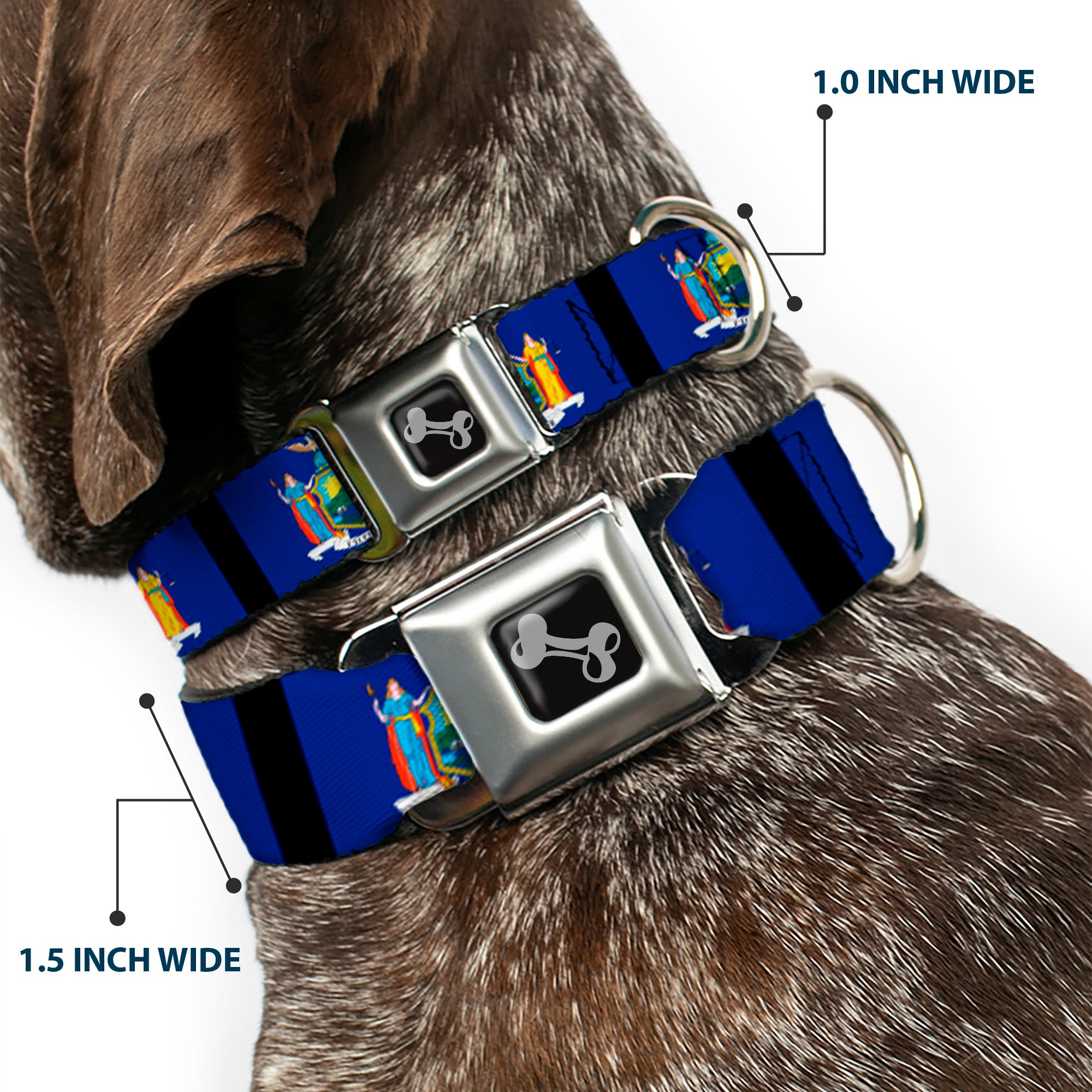 Dog Bone Seatbelt Buckle Collar - New York Flags/Black Seatbelt Buckle Collars Buckle-Down