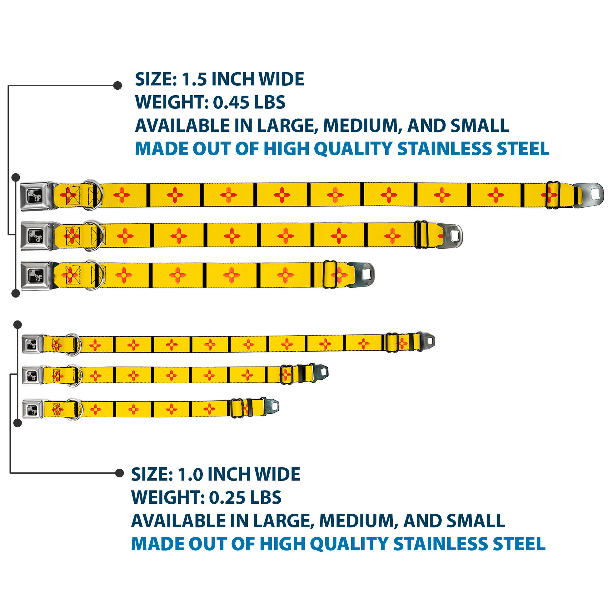 Dog Bone Seatbelt Buckle Collar - New Mexico Flag/Black Seatbelt Buckle Collars Buckle-Down