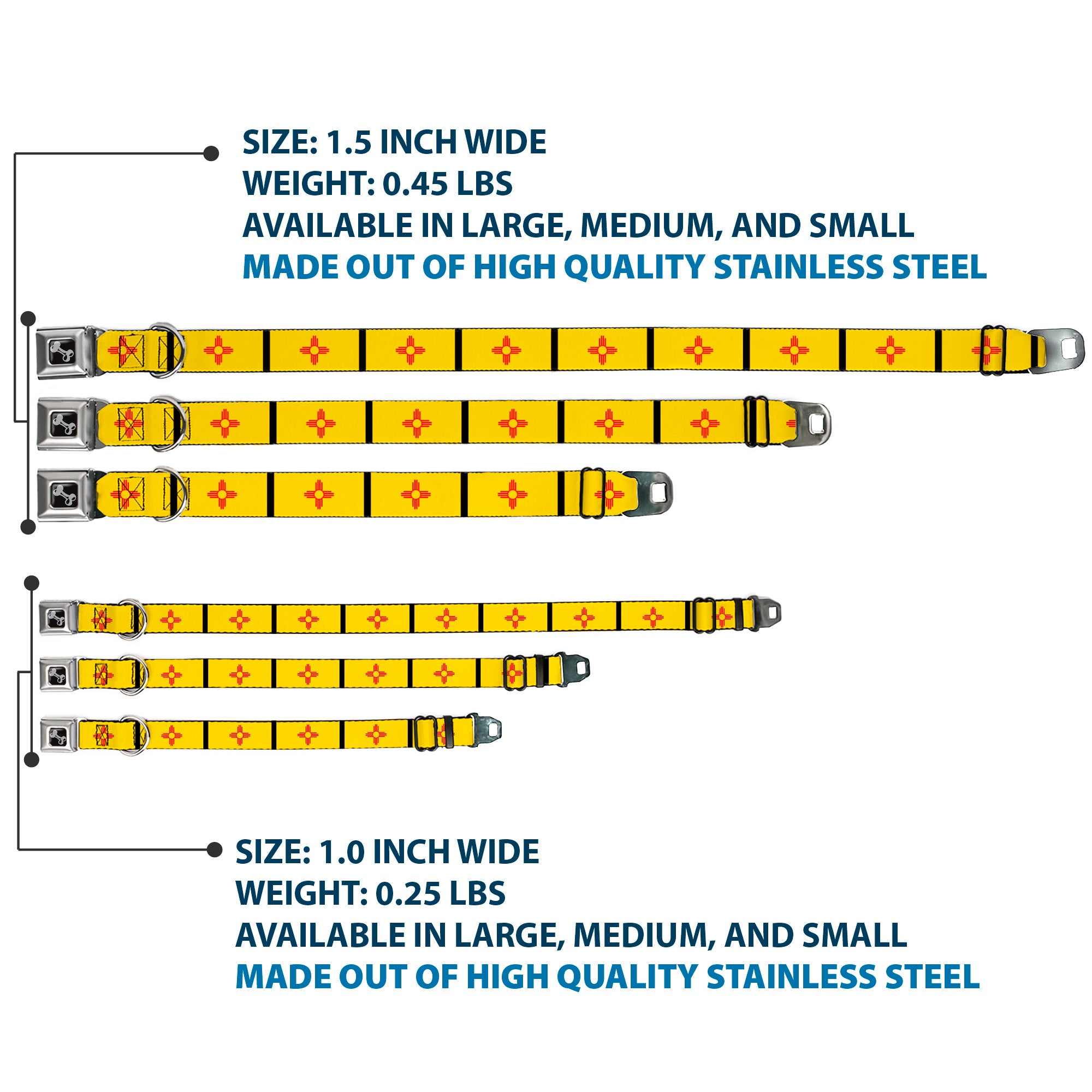 Dog Bone Seatbelt Buckle Collar - New Mexico Flag/Black Seatbelt Buckle Collars Buckle-Down