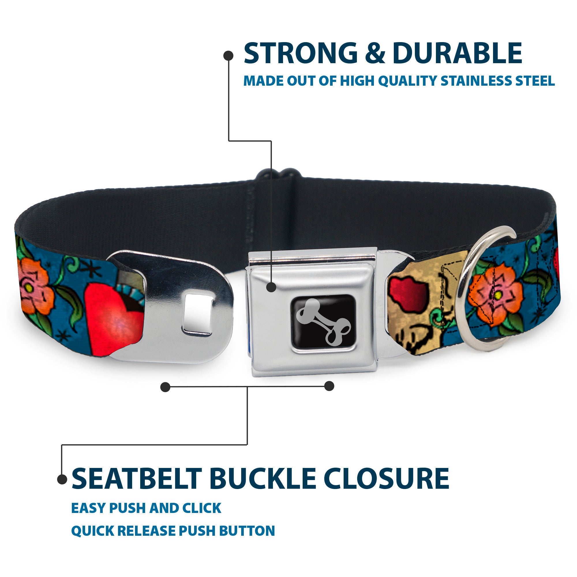 Dog Bone Seatbelt Buckle Collar - Only God Can Judge Me Blue Seatbelt Buckle Collars Buckle-Down