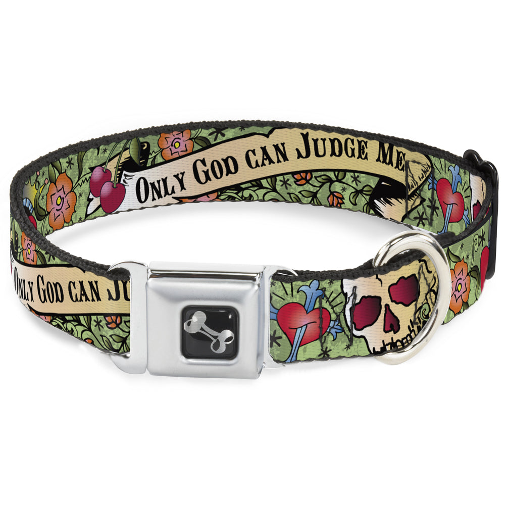 Dog Bone Seatbelt Buckle Collar - Only God Can Judge Me Green Seatbelt Buckle Collars Buckle-Down