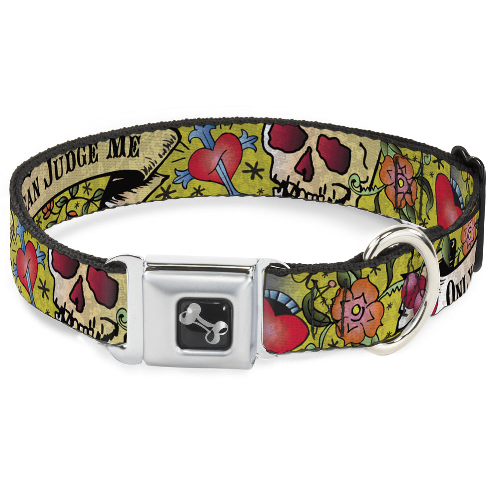 Dog Bone Seatbelt Buckle Collar - Only God Can Judge Me Yellow Seatbelt Buckle Collars Buckle-Down