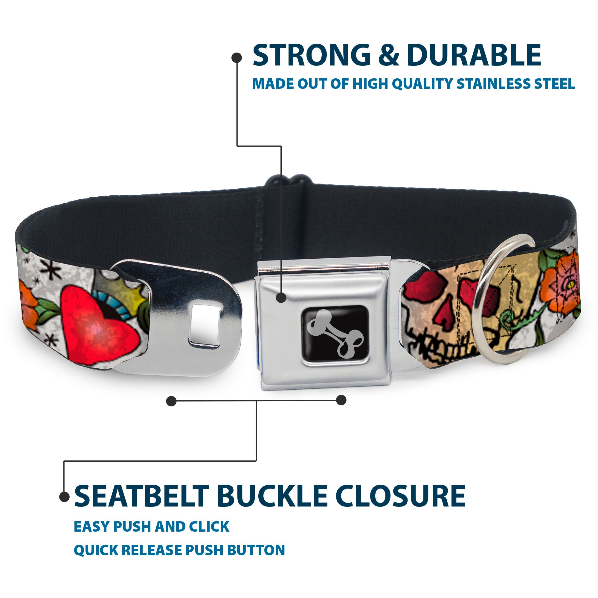 Dog Bone Seatbelt Buckle Collar - Only God Can Judge Me CLOSE-UP White Seatbelt Buckle Collars Buckle-Down