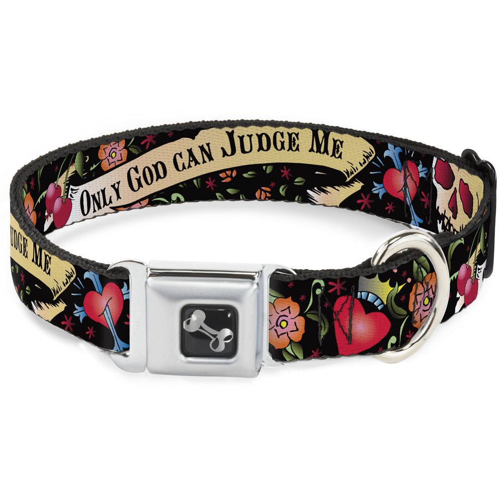Dog Bone Seatbelt Buckle Collar - Only God Can Judge Me Black Seatbelt Buckle Collars Buckle-Down