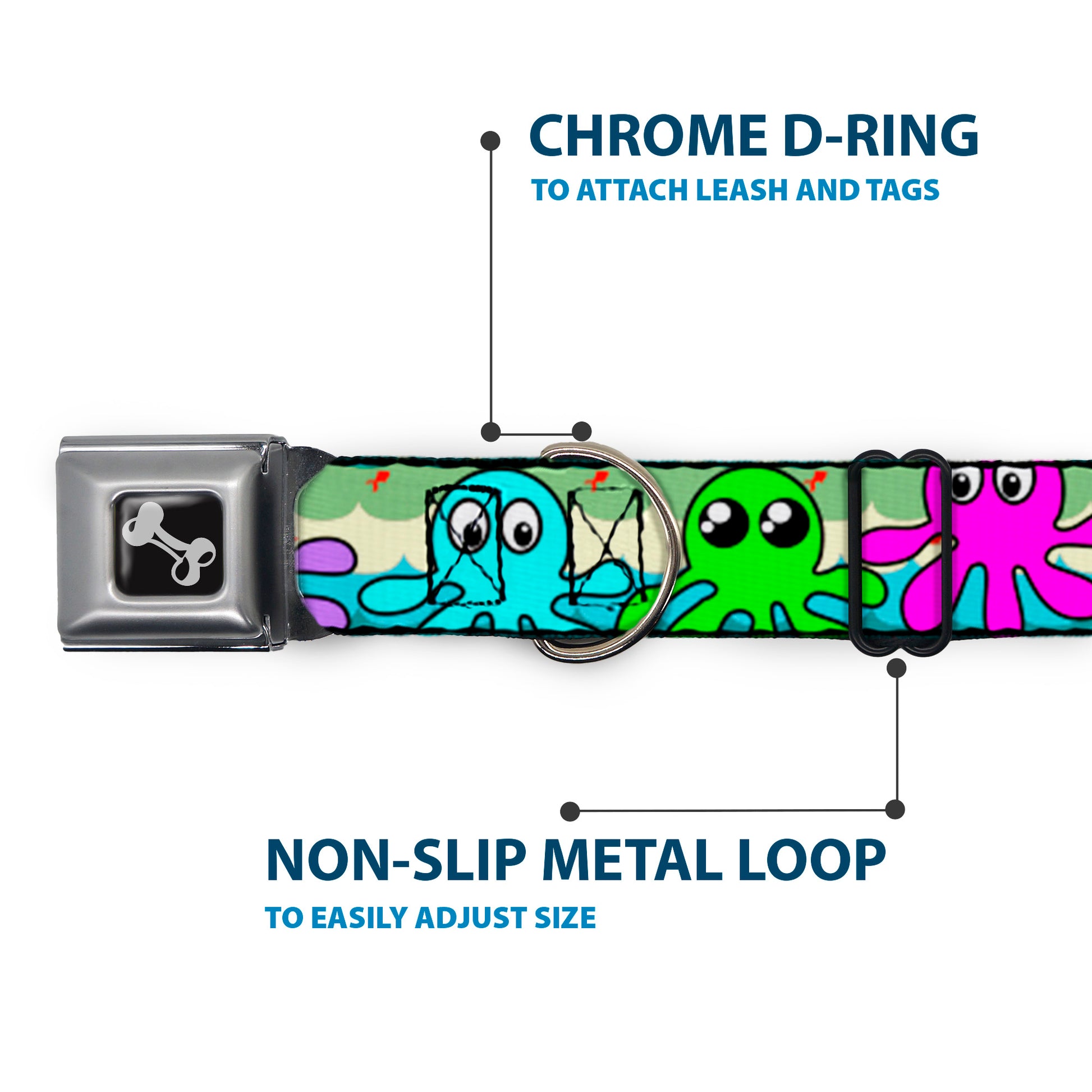 Dog Bone Seatbelt Buckle Collar - Octopus Cartoon Seatbelt Buckle Collars Buckle-Down