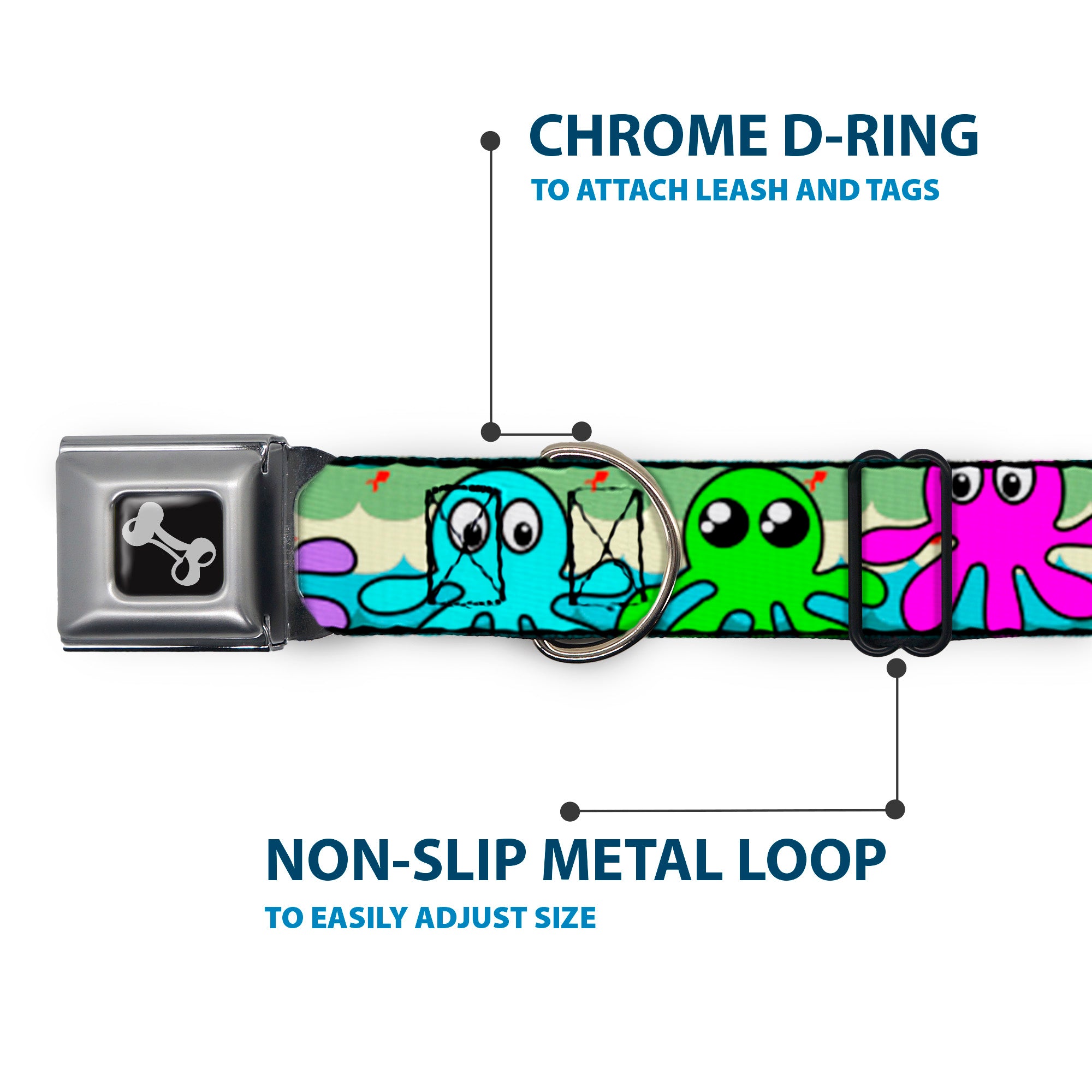 Dog Bone Seatbelt Buckle Collar - Octopus Cartoon Seatbelt Buckle Collars Buckle-Down