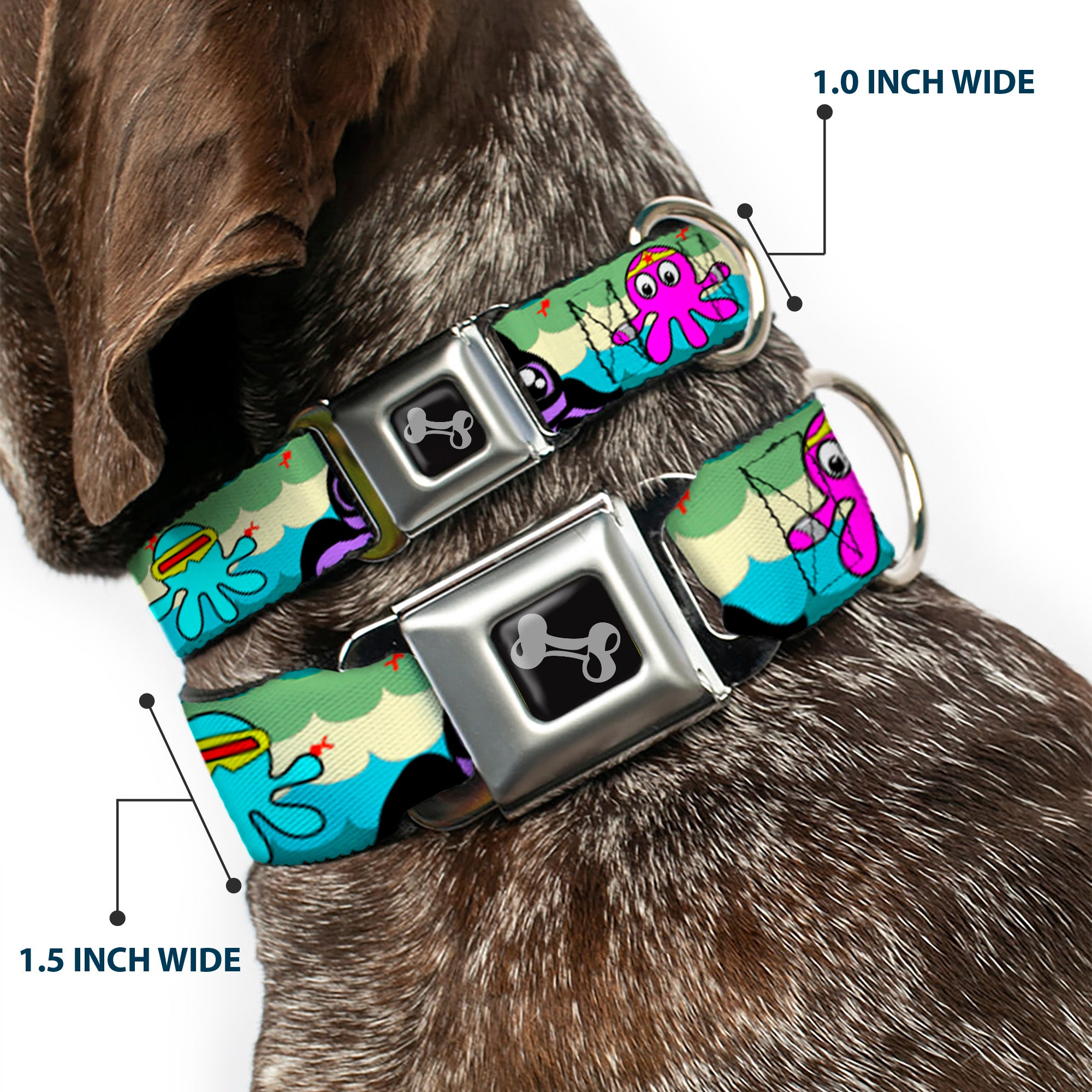 Dog Bone Seatbelt Buckle Collar - Octopus Superhero Cartoon Seatbelt Buckle Collars Buckle-Down