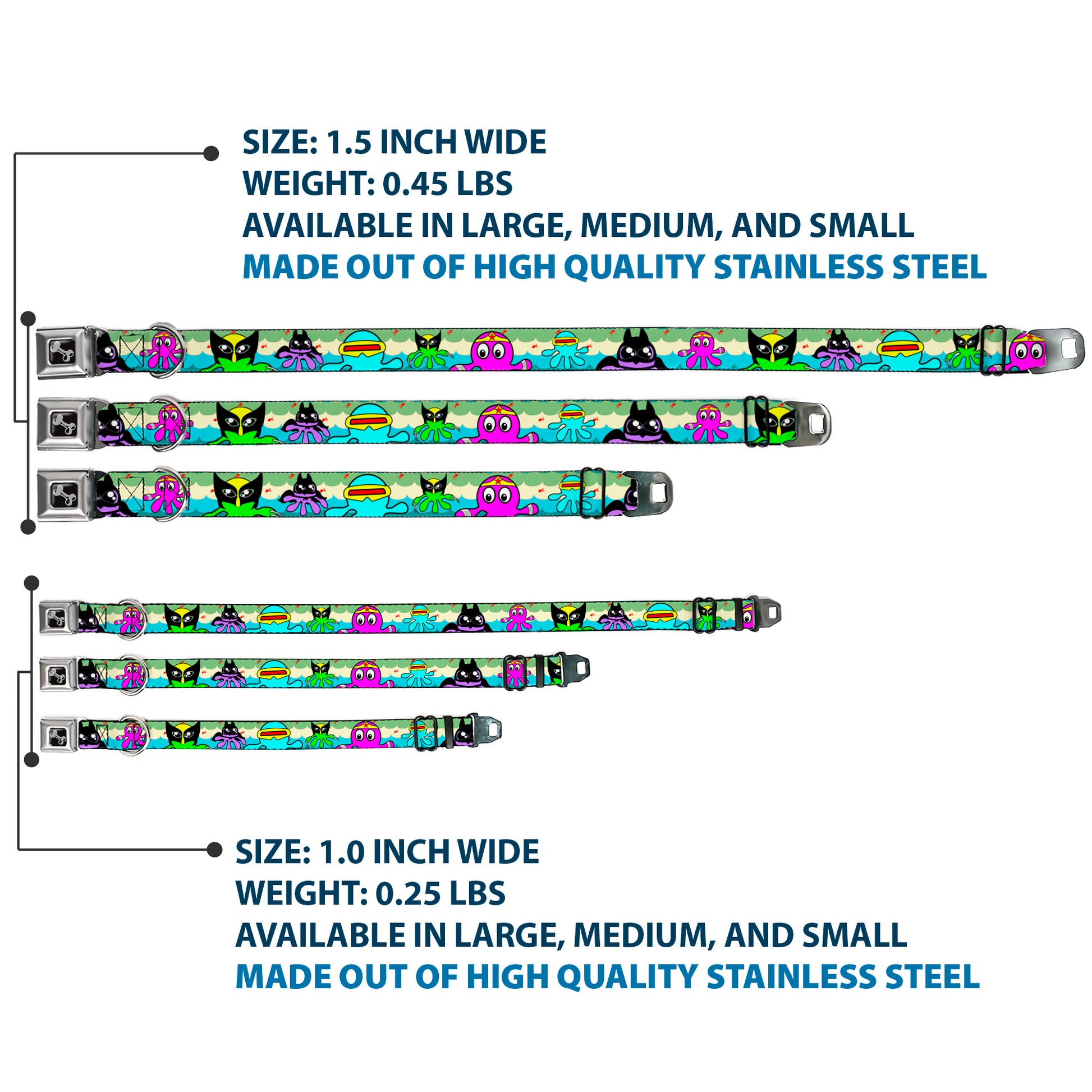 Dog Bone Seatbelt Buckle Collar - Octopus Superhero Cartoon Seatbelt Buckle Collars Buckle-Down