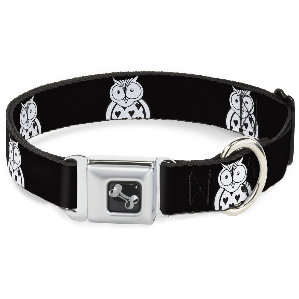 Dog Bone Seatbelt Buckle Collar - Owls Black/White1 Seatbelt Buckle Collars Buckle-Down