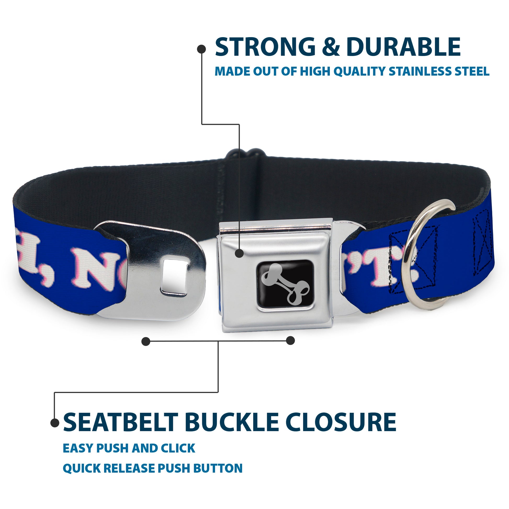 Dog Bone Seatbelt Buckle Collar - OH, NO YOU DIDN'T!!! Navy/Purple/White Seatbelt Buckle Collars Buckle-Down