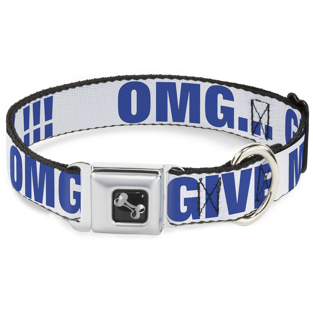 Dog Bone Seatbelt Buckle Collar - OMGâ€¦GIVE ME A BREAK!!! White/Royal Seatbelt Buckle Collars Buckle-Down