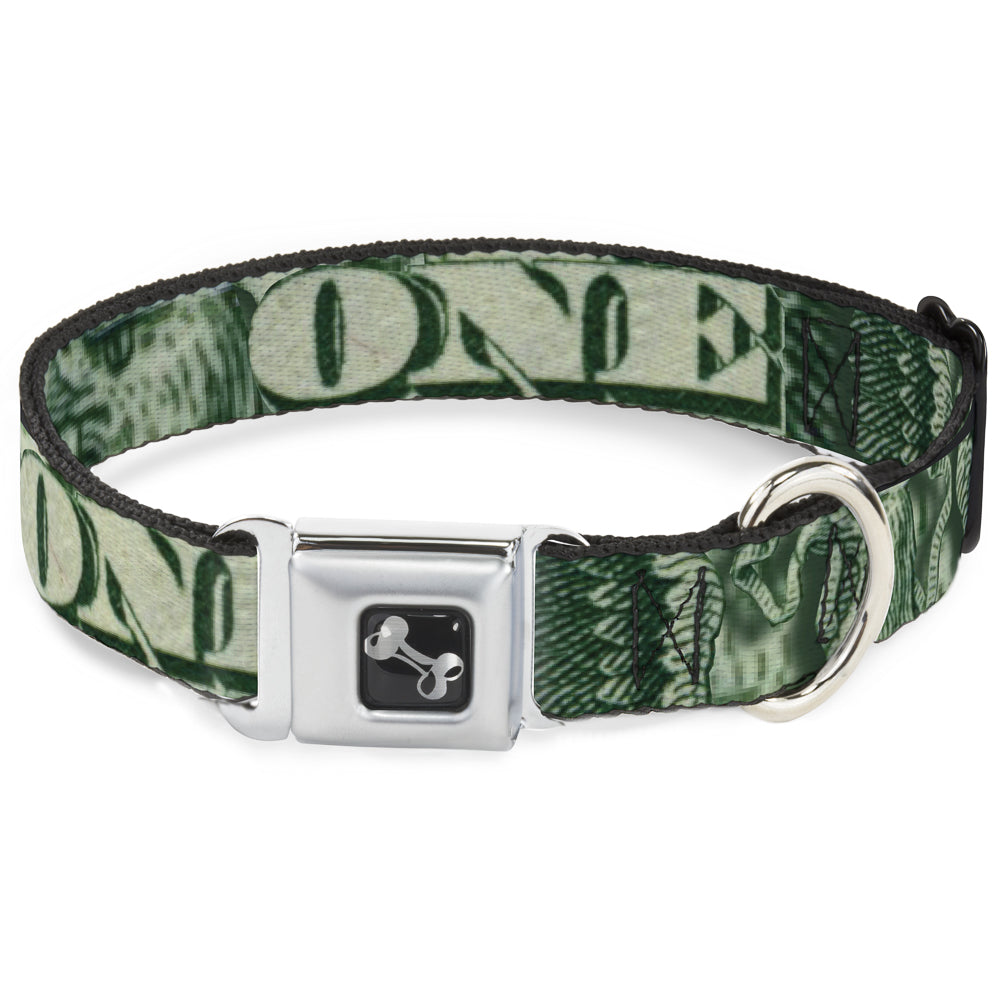 Dog Bone Seatbelt Buckle Collar - One Dollar Bill Eye of Providence/Bald Eagle CLOSE-UP Seatbelt Buckle Collars Buckle-Down