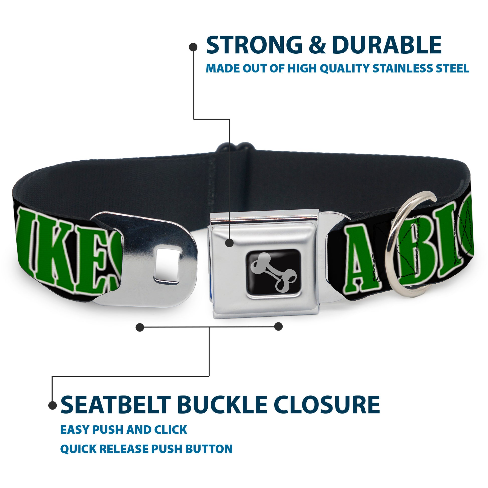 Buckle-Down Seatbelt Buckle Dog Collar - ONE OF US LIKES BIG STICKS/Sticks Black/Brown/Green Seatbelt Buckle Collars Buckle-Down