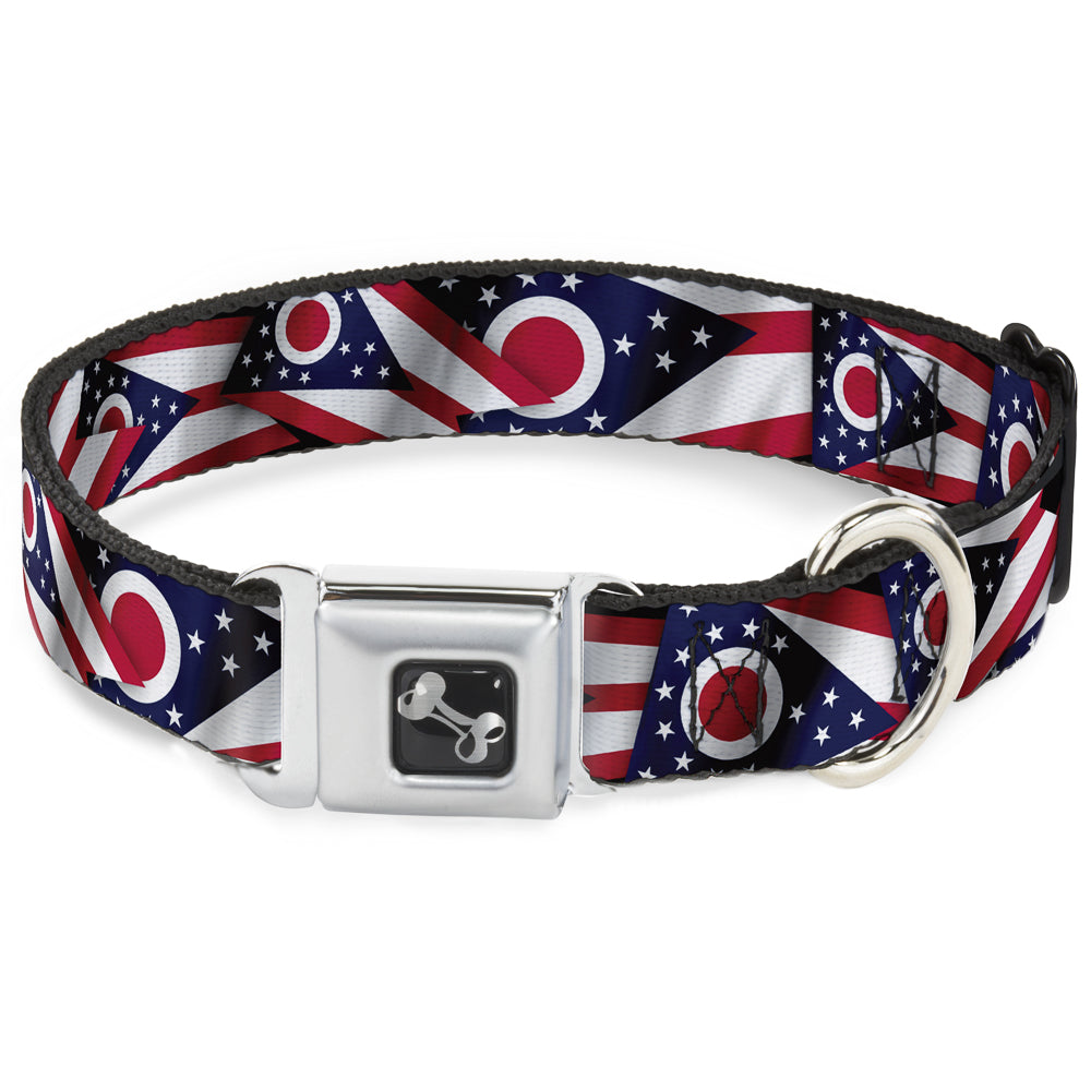 Dog Bone Seatbelt Buckle Collar - Ohio Flags Stacked Seatbelt Buckle Collars Buckle-Down