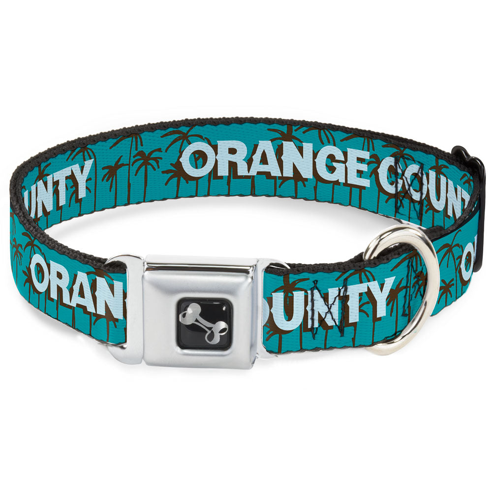 Dog Bone Seatbelt Buckle Collar - ORANGE COUNTY/Palm Trees Blue/Brown/Light Blue Seatbelt Buckle Collars Buckle-Down