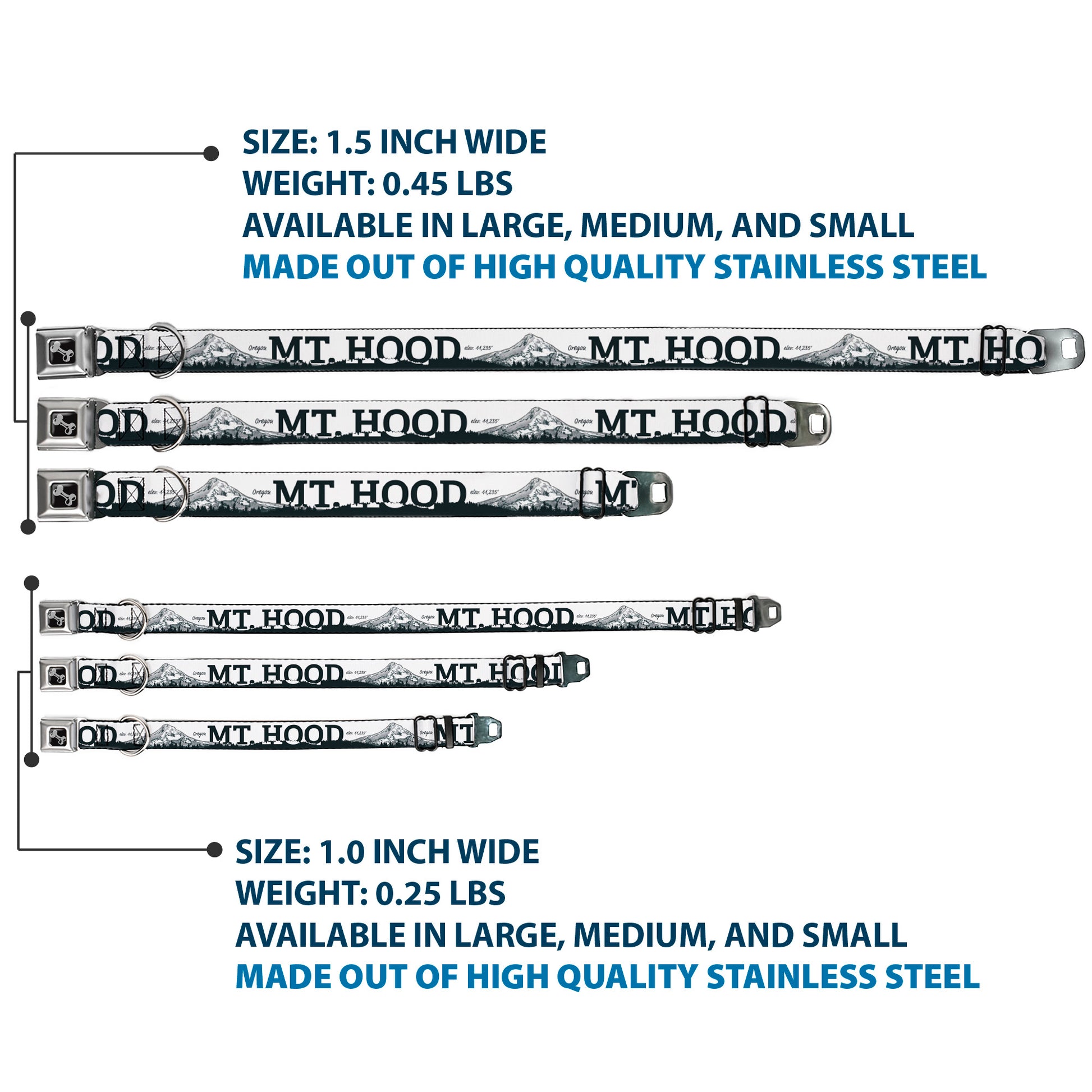 Dog Bone Seatbelt Buckle Collar - Oregon MT. HOOD Scenery White/Grays Seatbelt Buckle Collars Buckle-Down