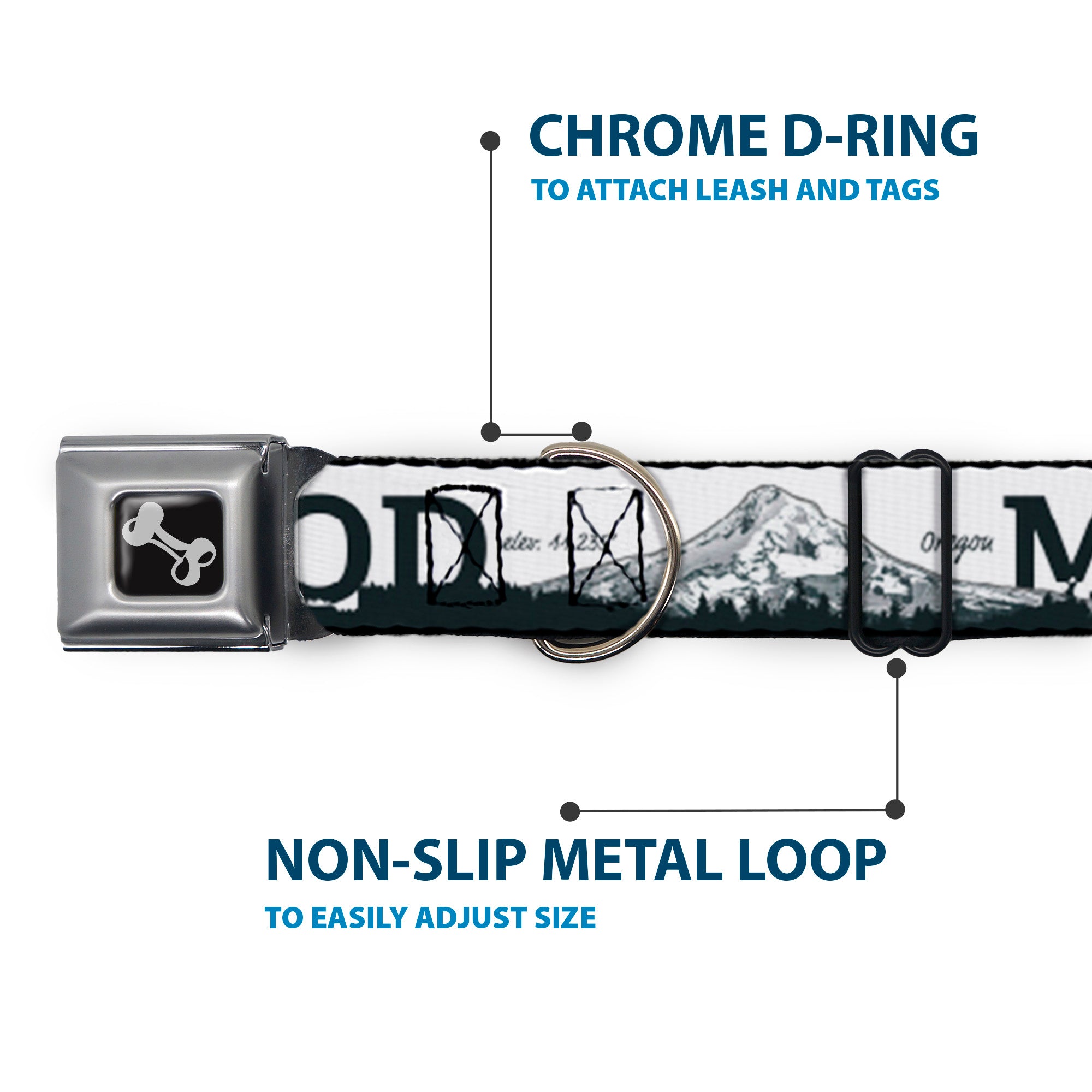 Dog Bone Seatbelt Buckle Collar - Oregon MT. HOOD Scenery White/Grays Seatbelt Buckle Collars Buckle-Down