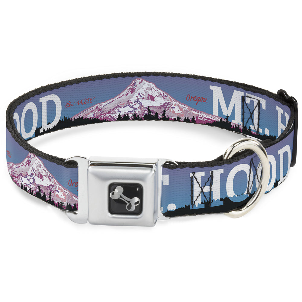 Dog Bone Seatbelt Buckle Collar - Oregon MT. HOOD Scenery Blues/Purples/Black/White Seatbelt Buckle Collars Buckle-Down