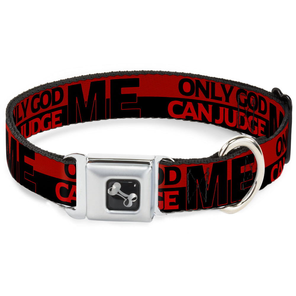 Dog Bone Seatbelt Buckle Collar - ONLY GOD CAN JUDGE ME/Stripe Red/Black/Red Seatbelt Buckle Collars Buckle-Down